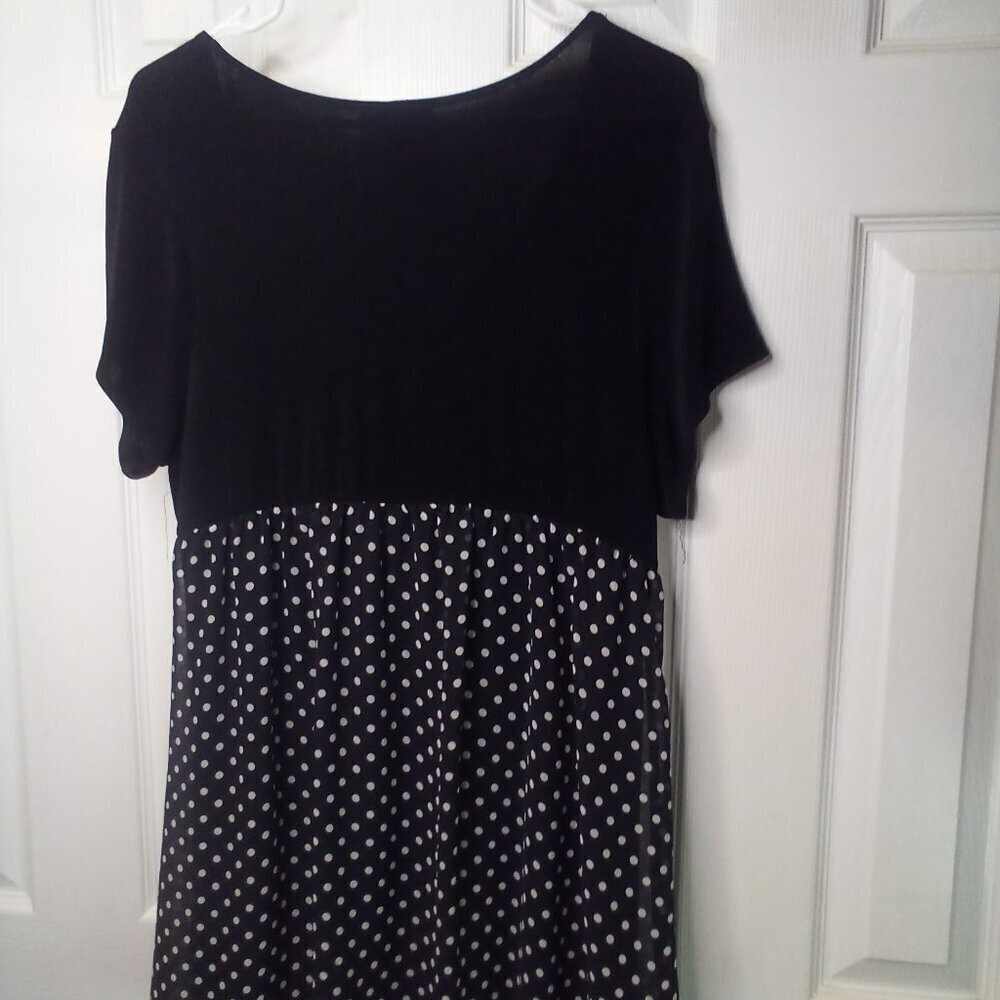 Citiknits Dress Women L Short Sleeve Polka Dot Black White - Picture 12 of 16